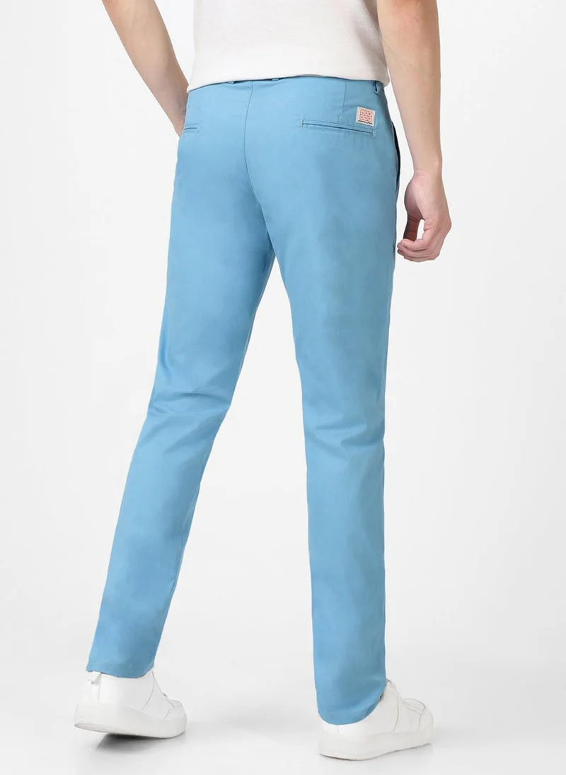 Urbano Fashion  Urbano Fashion Men's Blue Cotton Slim Fit Casual Chinos Trousers for Men | Best Price UAE